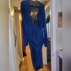 asymmetrical Sparkly blue low-cut dress